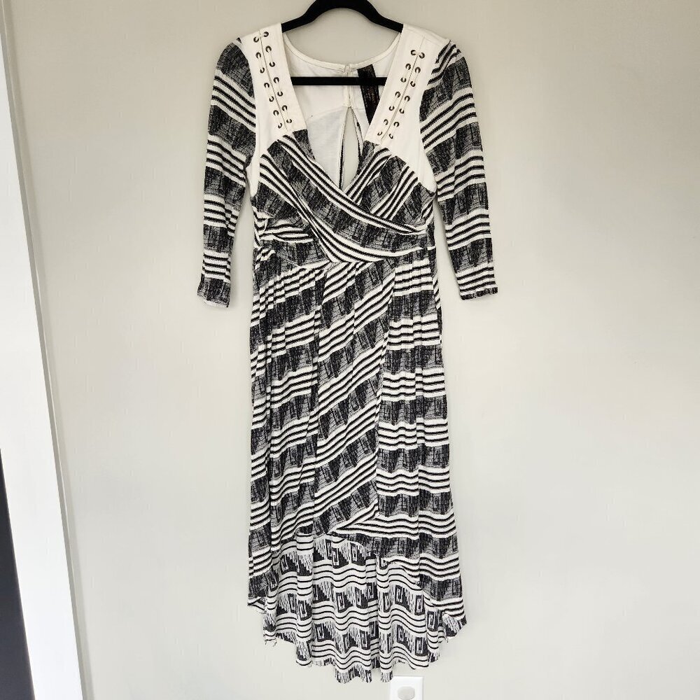 Free People New Romantics M Lelani Dress Hi Low Black Grunge Gothic Dark Pirate